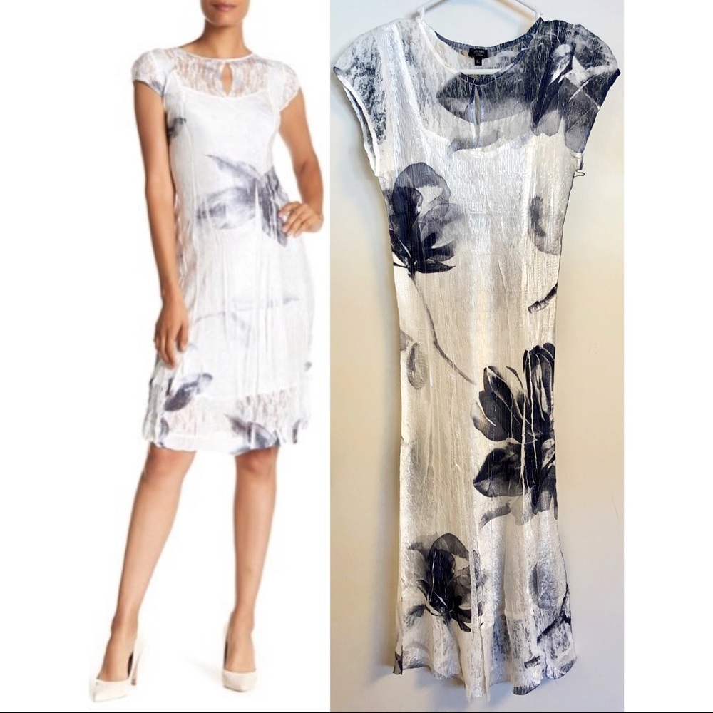 🆕 KOMAROV Cap Sleeve Keyhole Print Dress